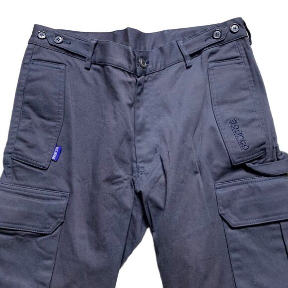 Sparco Motorsports Cargo Racing Pants XS Blue Pockets Button Zip Off Legs Shorts - Picture 2 of 6